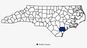 Pender County on Map of North Carolina